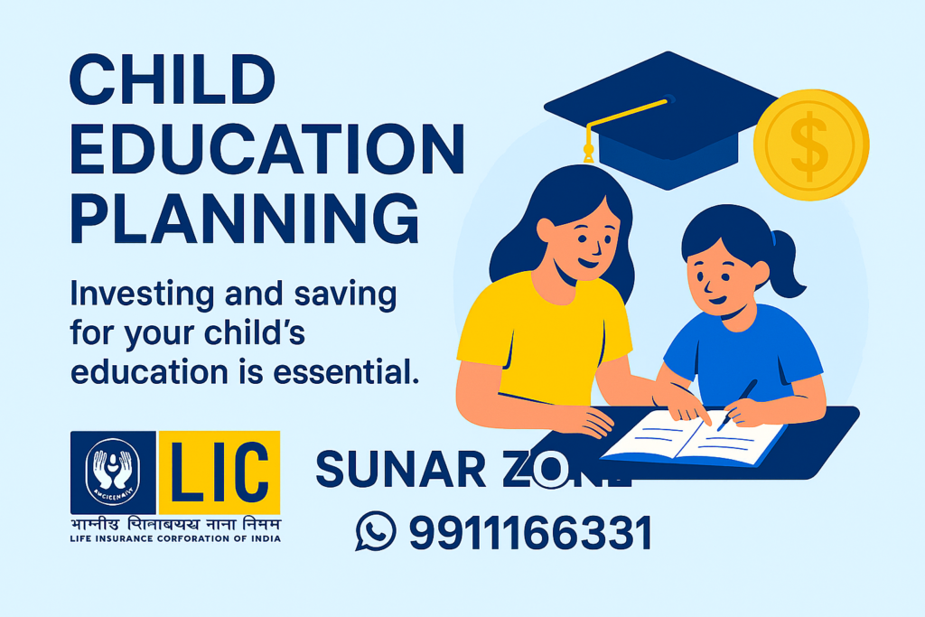 “Mother helping daughter study with graduation cap and coin, representing early investment in education”