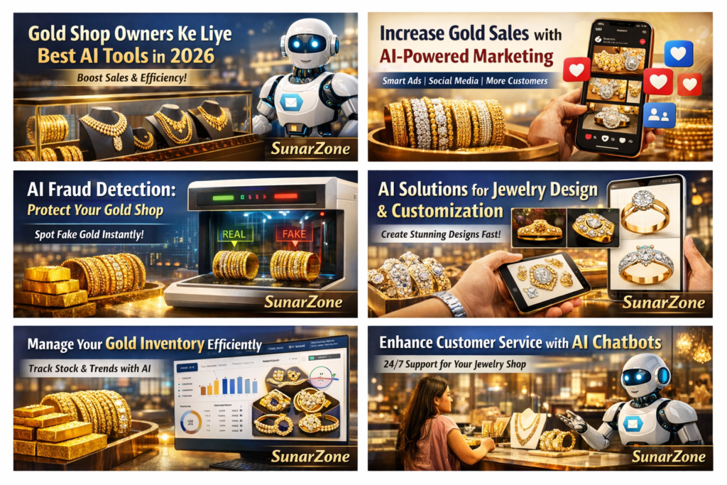 Infographic comparing free vs paid AI tools for gold shop owners.